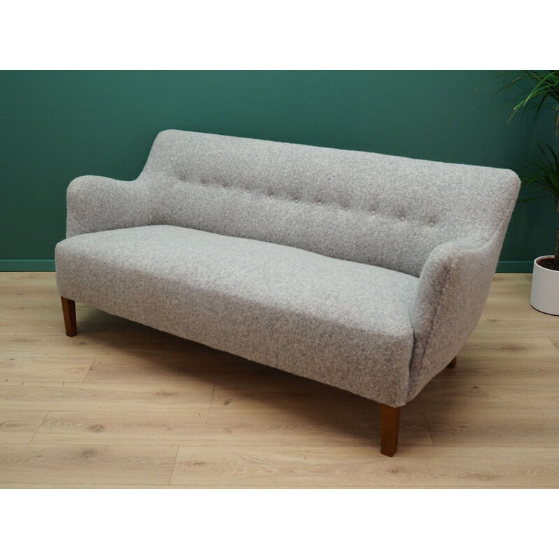 Canapé vintage gris en tissu de laine, design scandinave, 1960-1970