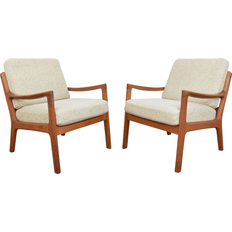 Set of 2 danish teak vintage armchairs by Ole Wanscher for Cado, 1960s