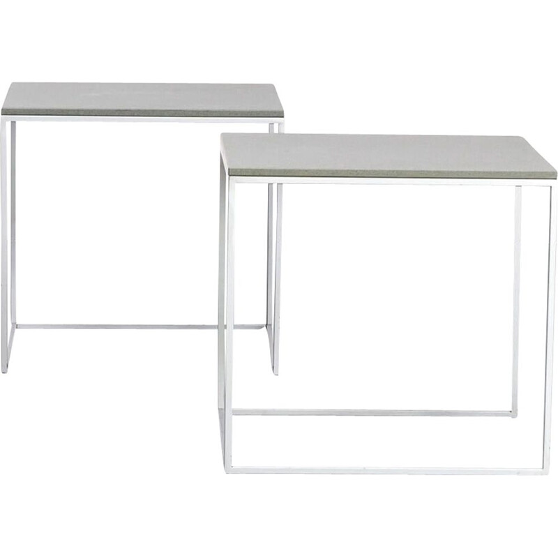 Ensemble de 2 tables d'appoint carrées à cadre en aluminium