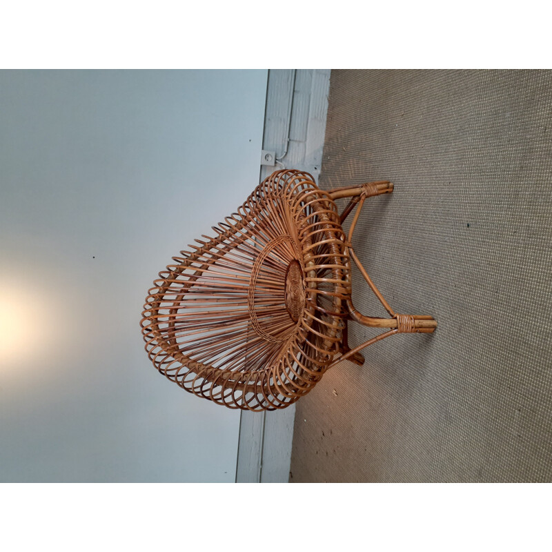 Vintage wicker armchair Rougier edition by Janine Abraham, 1950