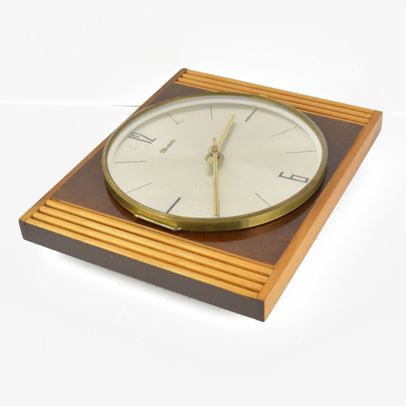 Vintage wooden Diehl clock in the style of Brusel, Germany, 1960s