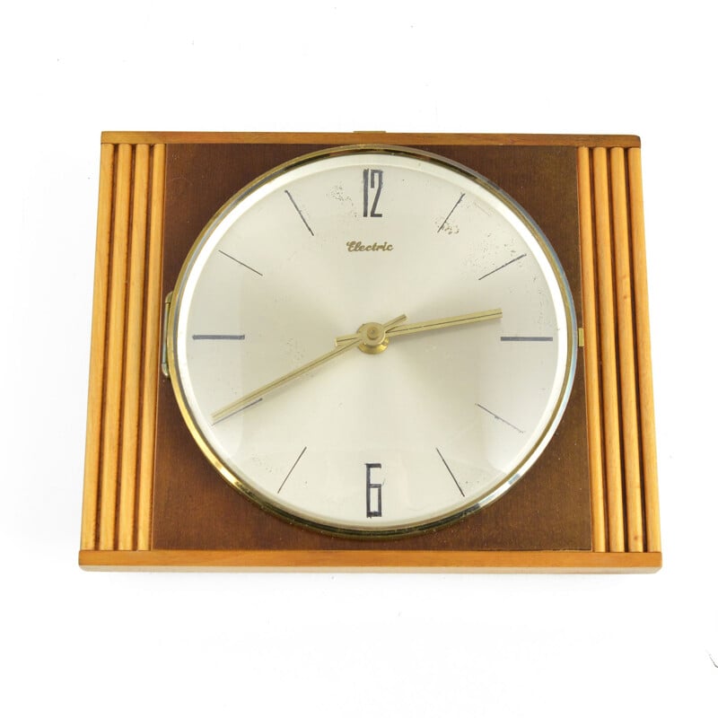 Horloge vintage Diehl en bois dans le style de Brusel, Allemagne, 1960