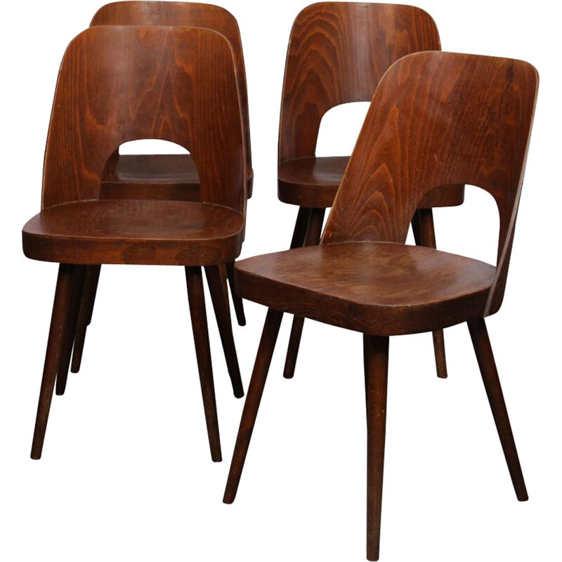 Suite of 4 vintage chairs by Oswald Haerdtl for Ton, 1960