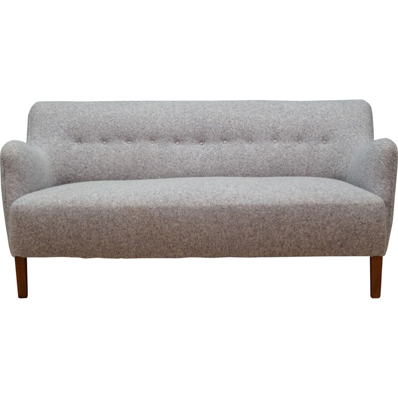 Canapé vintage gris en tissu de laine, design scandinave, 1960-1970