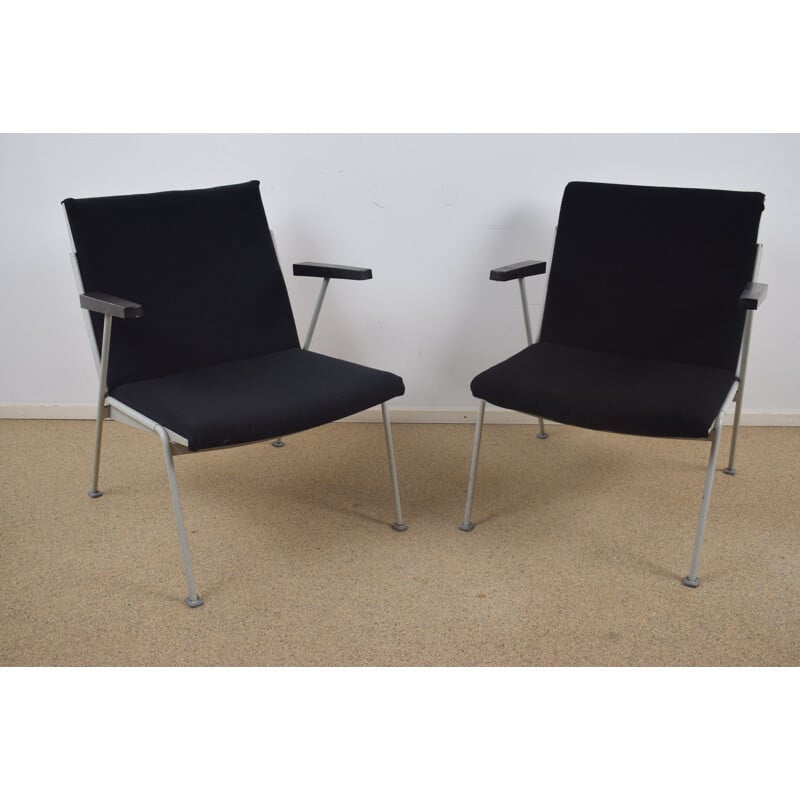Paire de chaises lounges vintage Oase noires de Wim Rietveld