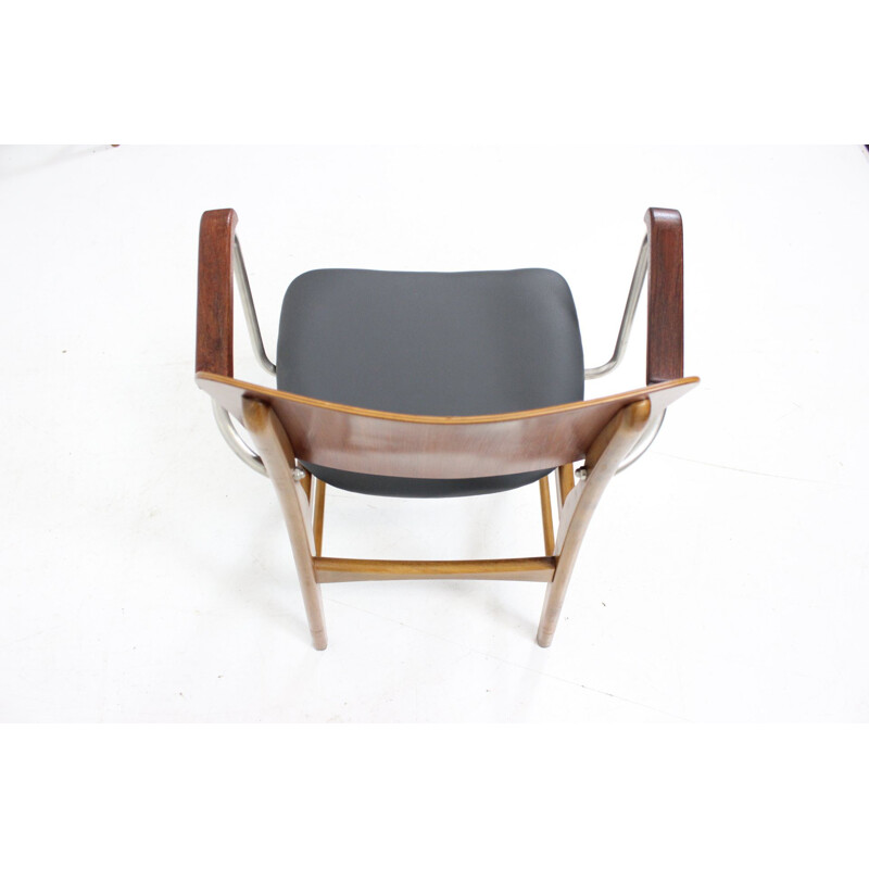 Ensemble de 6 chaises en teck, hêtre et cuir, Ib KOFOD-LARSEN - 1950