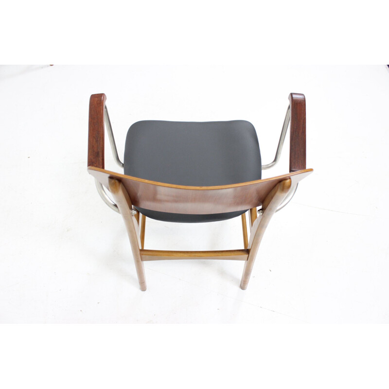 Set of 6 teak, beech and leather chairs, Ib KOFOD-LARSEN - 1950s