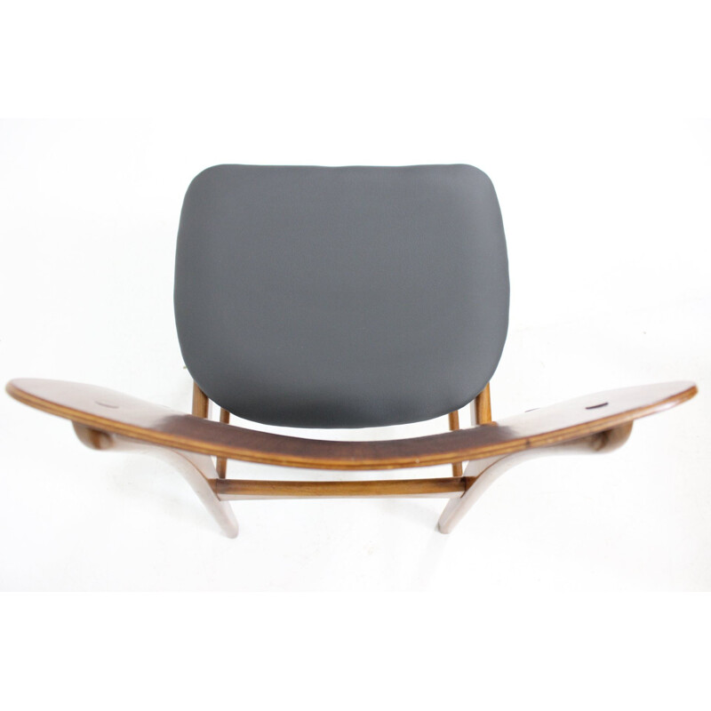 Set of 6 teak, beech and leather chairs, Ib KOFOD-LARSEN - 1950s