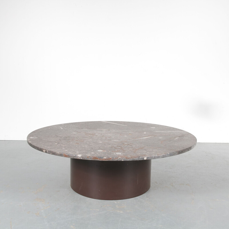 Vintage coffee table in fossil marquetry by Heinz Lilienthal, Germany 1970