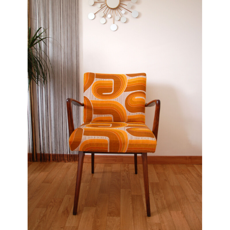 Vintage 1970s orange pattern armchair