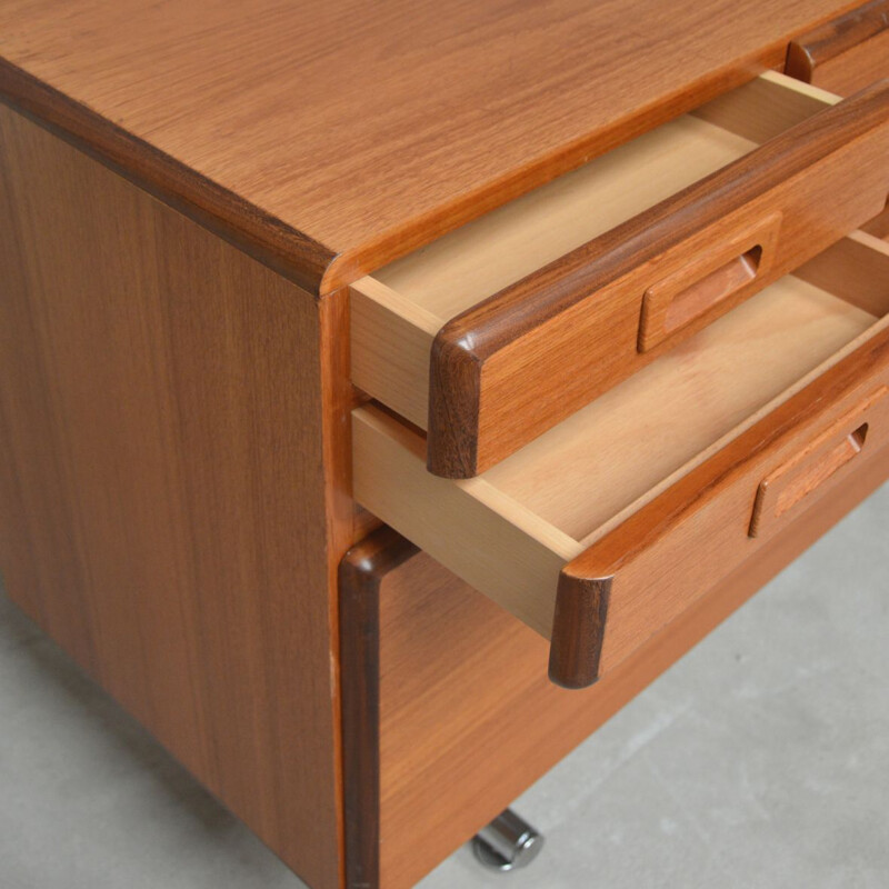 Vintage teak multimedia sideboard with chromed legs, Holland, 1960