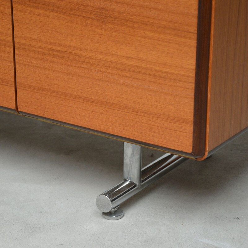 Vintage teak multimedia sideboard with chromed legs, Holland, 1960