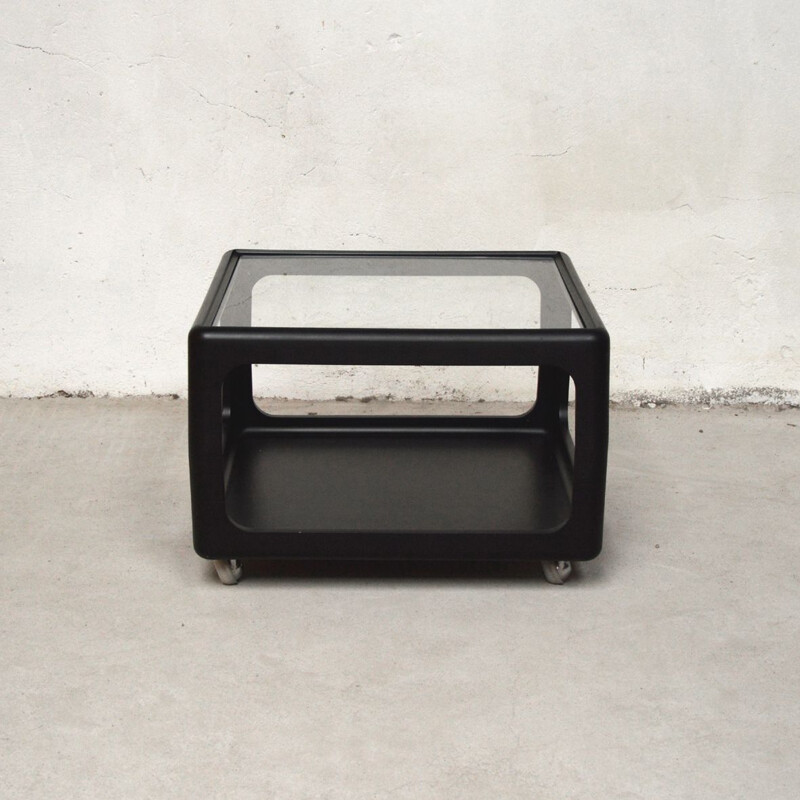 Table basse vintage en polyuréthane laqué noir par Peter Ghyczy pour Horn Collection, Allemagne 1975
