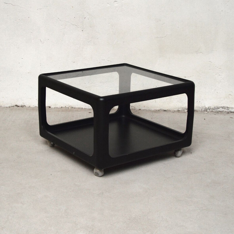 Table basse vintage en polyuréthane laqué noir par Peter Ghyczy pour Horn Collection, Allemagne 1975