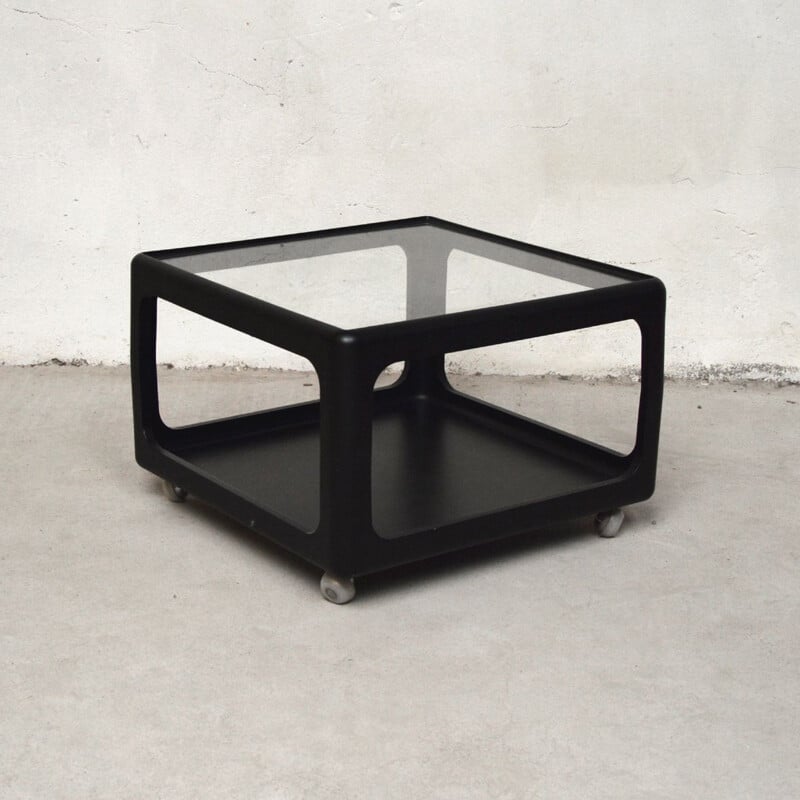 Vintage zwart gelakte polyurethaan salontafel van Peter Ghyczy voor Horn Collection, Duitsland 1975