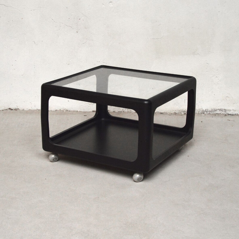 Vintage black lacquered polyurethane coffee table by Peter Ghyczy for Horn Collection, Germany 1975