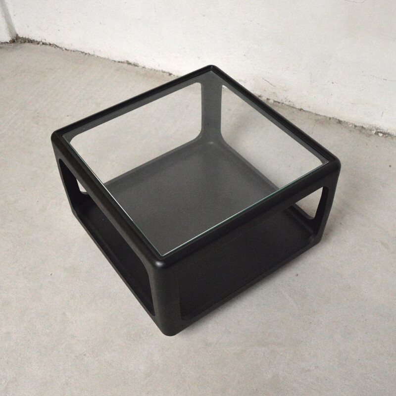 Vintage black lacquered polyurethane coffee table by Peter Ghyczy for Horn Collection, Germany 1975