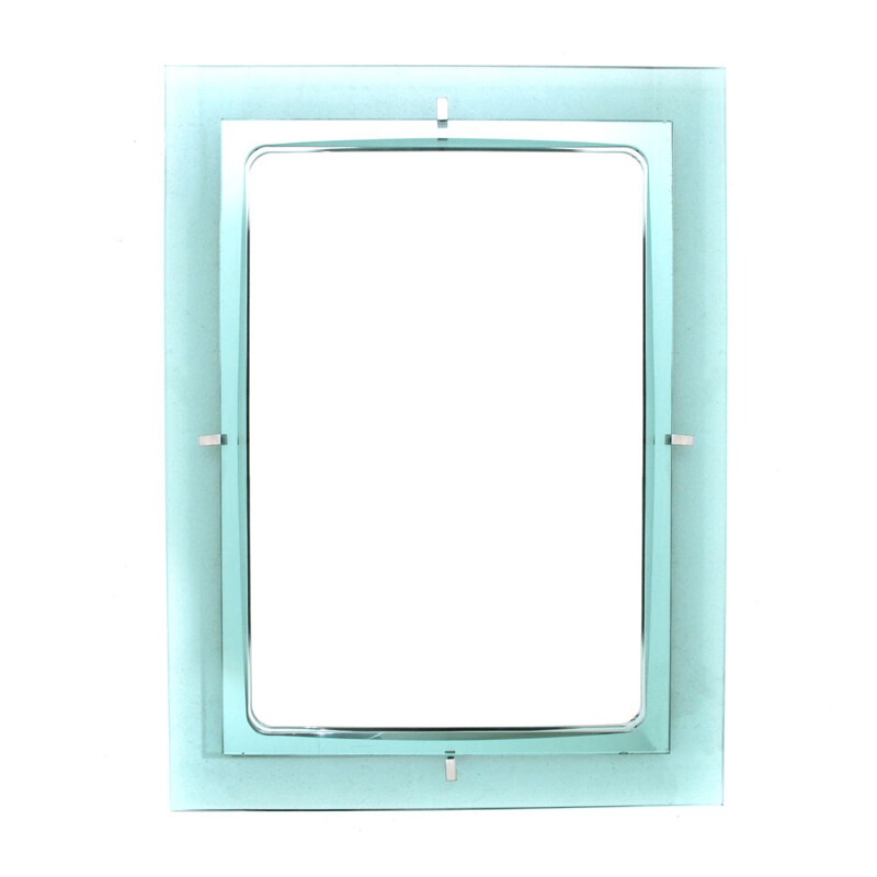 Espejo rectangular vintage con marco de cristal Blu Nile, 1960