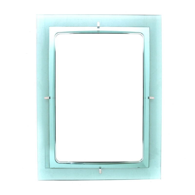 Vintage Blu Nile glass frame rectangular mirror, 1960s