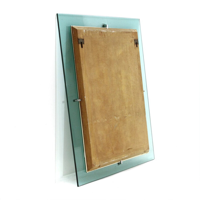 Espelho rectangular Vintage com moldura de vidro Blu Nile, 1960