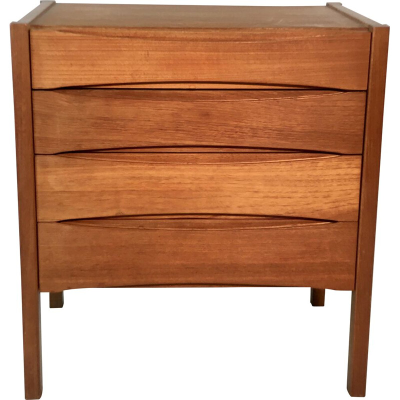 Vintage 4-drawer teak chest of drawers 