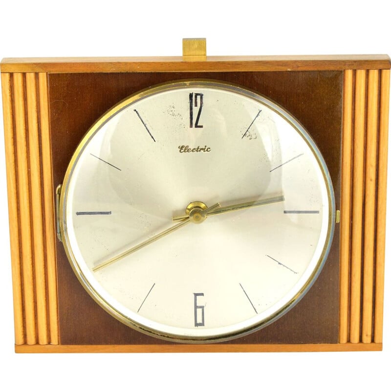 Horloge vintage Diehl en bois dans le style de Brusel, Allemagne, 1960