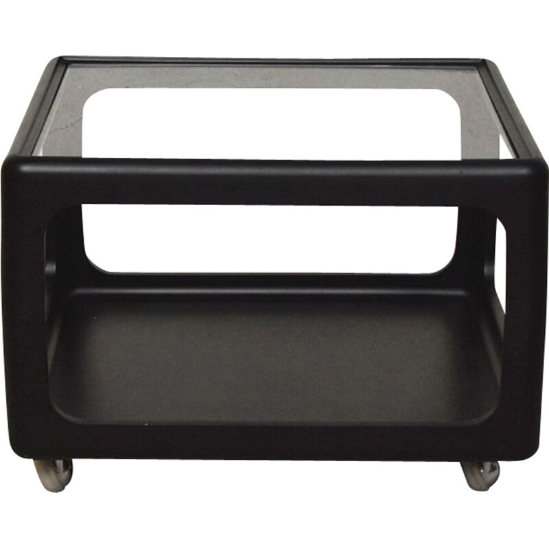 Vintage black lacquered polyurethane coffee table by Peter Ghyczy for Horn Collection, Germany 1975