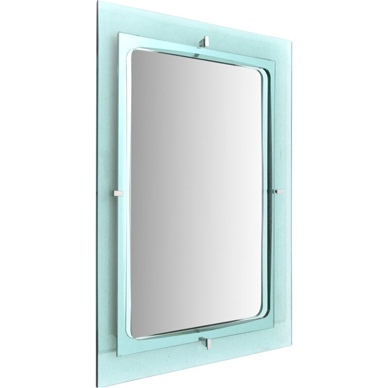 Espejo rectangular vintage con marco de cristal Blu Nile, 1960