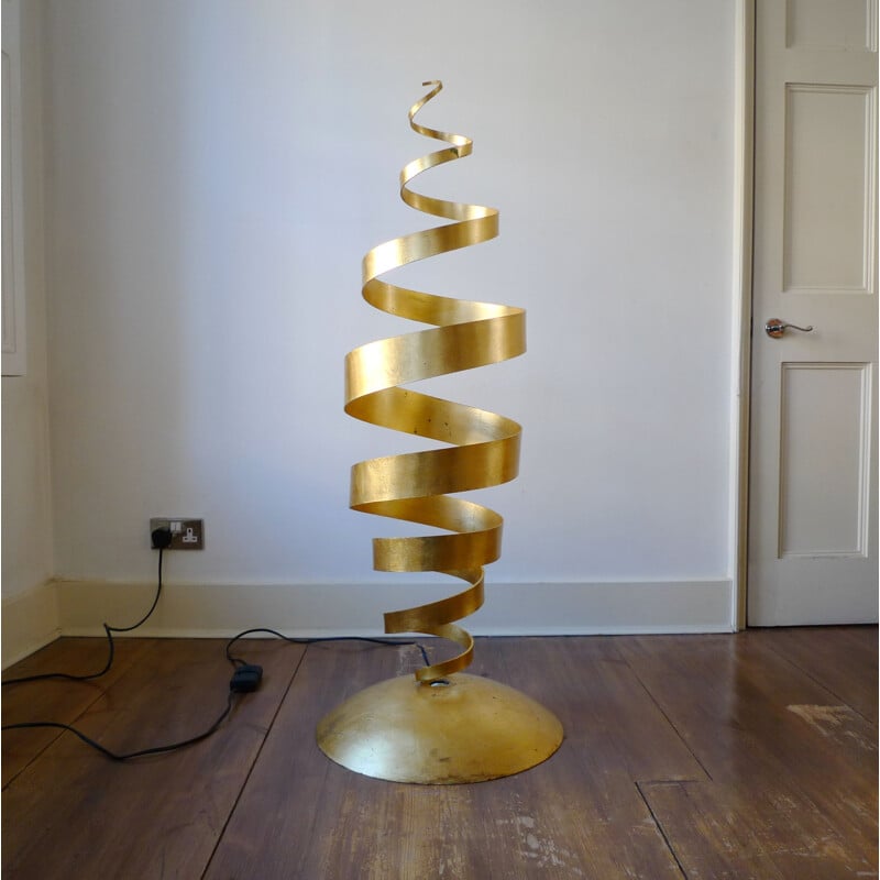 Vintage Gold Spiral Floor Lamp by Tom Dixon, 1989