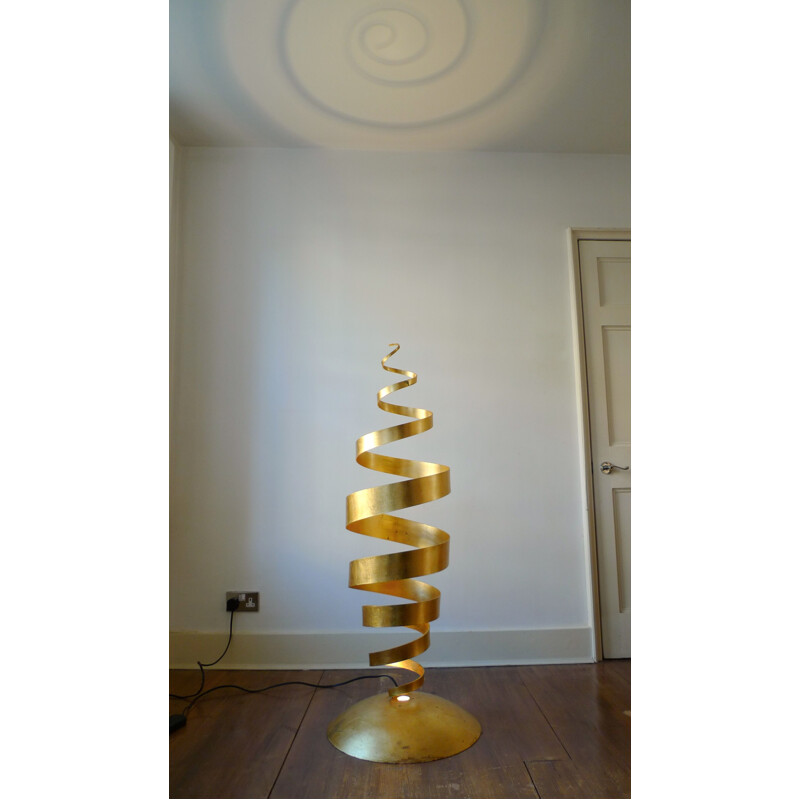 Vintage Gold Spiral Floor Lamp by Tom Dixon, 1989