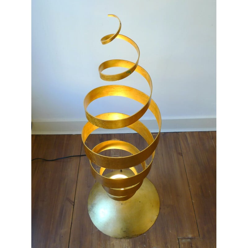 Vintage Gold Spiral Floor Lamp by Tom Dixon, 1989