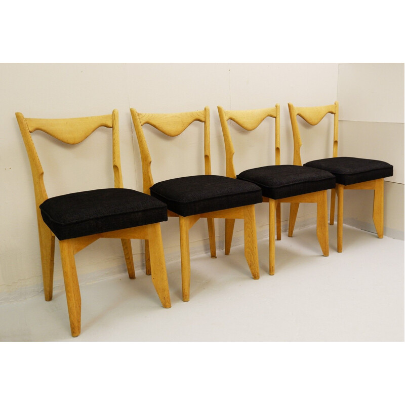 Suite of 4 vintage chairs by Guillerme and Chambron for Maison De France, 1960s