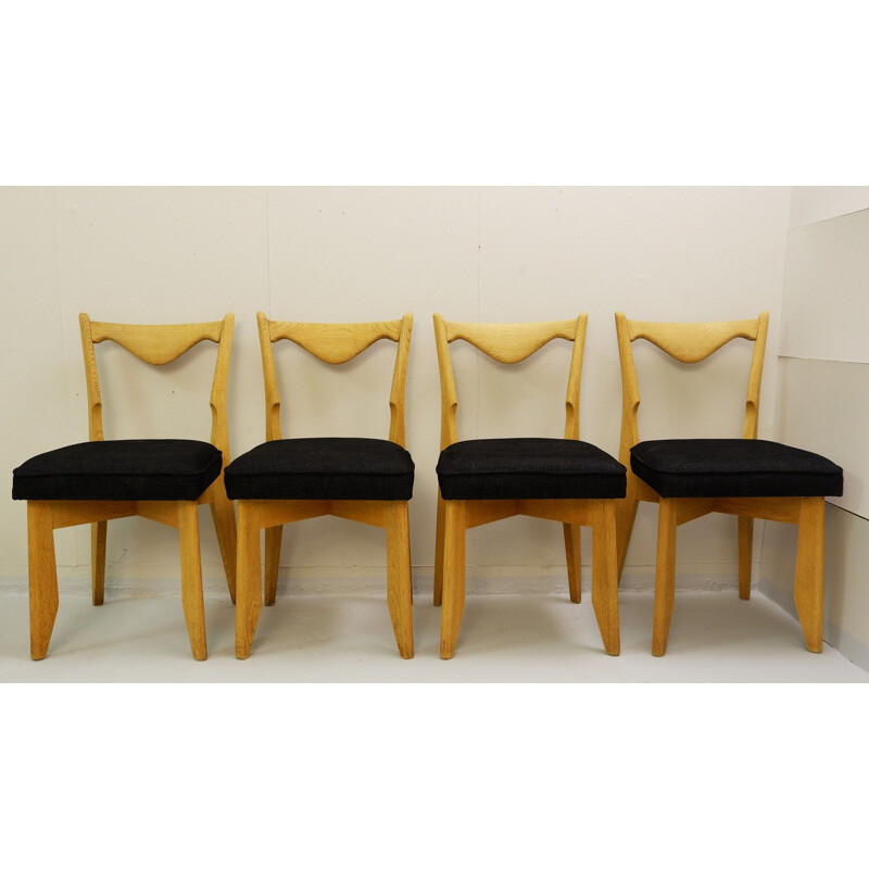 Suite of 4 vintage chairs by Guillerme and Chambron for Maison De France, 1960s