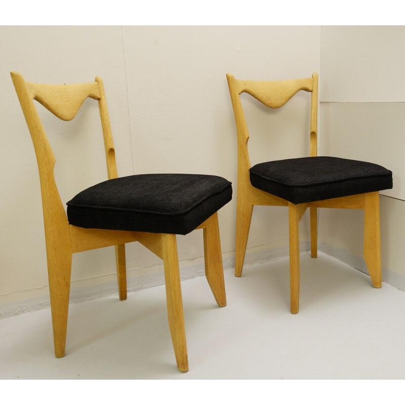 Suite of 4 vintage chairs by Guillerme and Chambron for Maison De France, 1960s