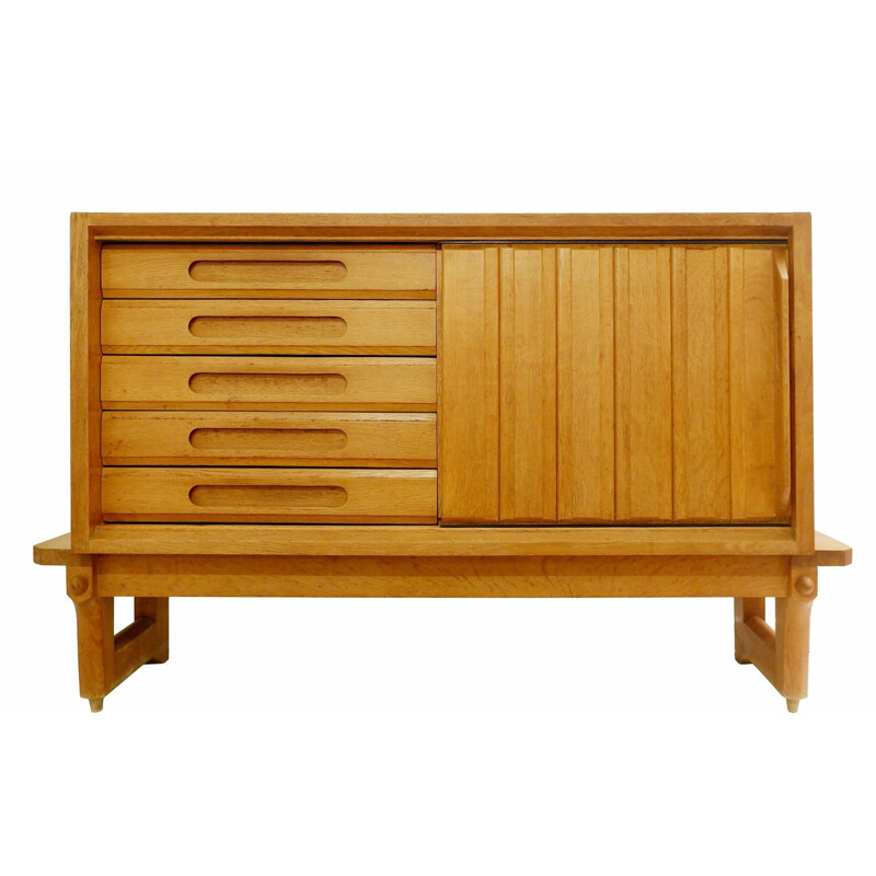 Vintage light oak sideboard by Guillerme and Chambron for Votre Maison, 1960s