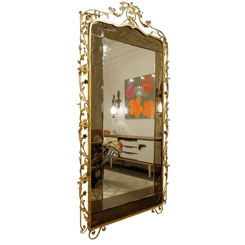 Miroir vintage Doré par Luigi Colli