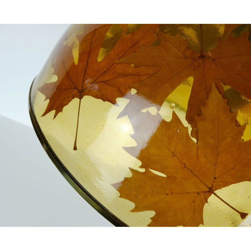 Vintage resin and brass pendant light, 1970s