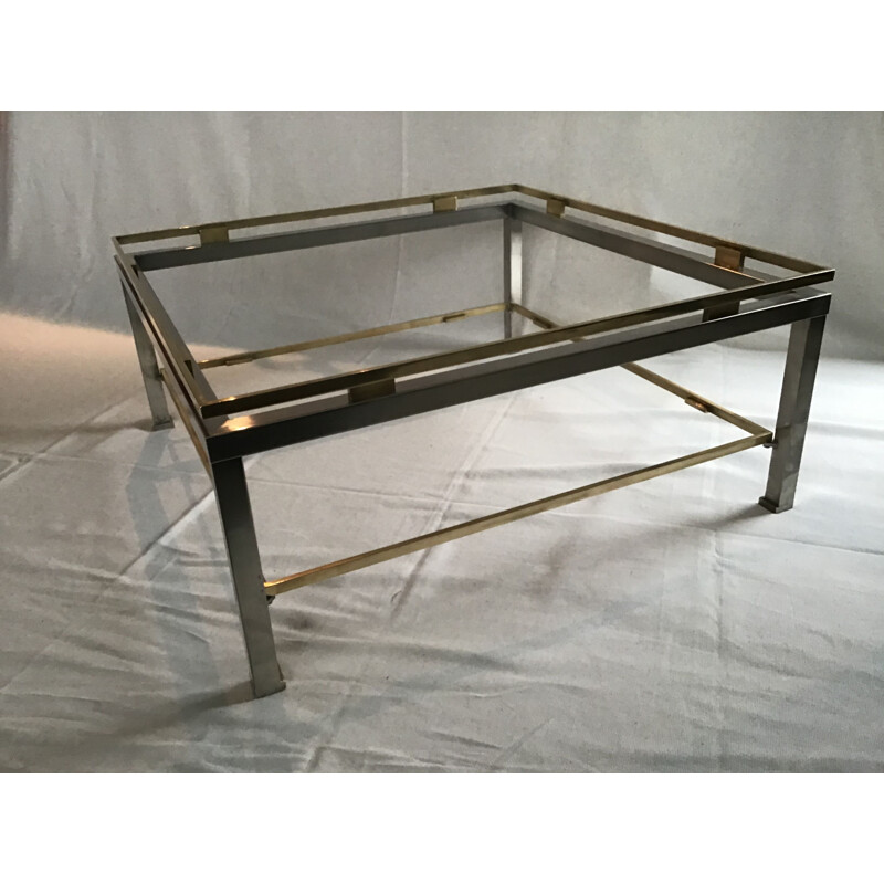 Vintage brass and steel coffee table by JANSEN