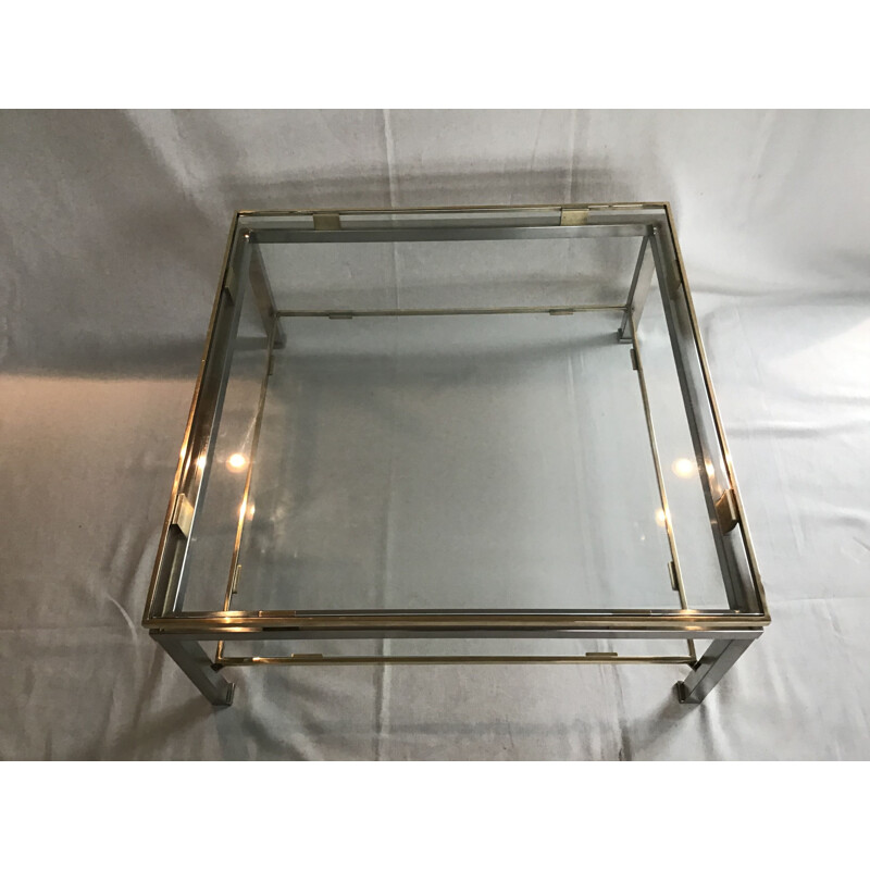 Vintage brass and steel coffee table by JANSEN