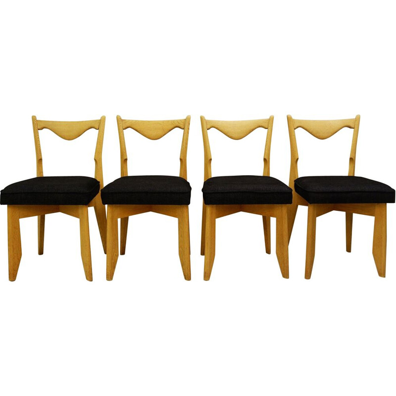 Suite of 4 vintage chairs by Guillerme and Chambron for Maison De France, 1960s