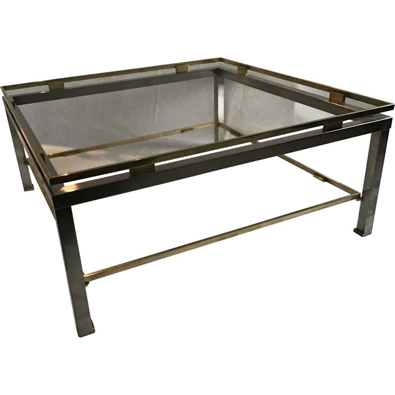 Vintage brass and steel coffee table by JANSEN